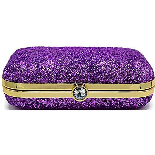TOOBA Handicraft Hand Embroidered Box Clutch Bag Purse for Bridal, Casual, Wedding Bag for Women & Girls. Purple