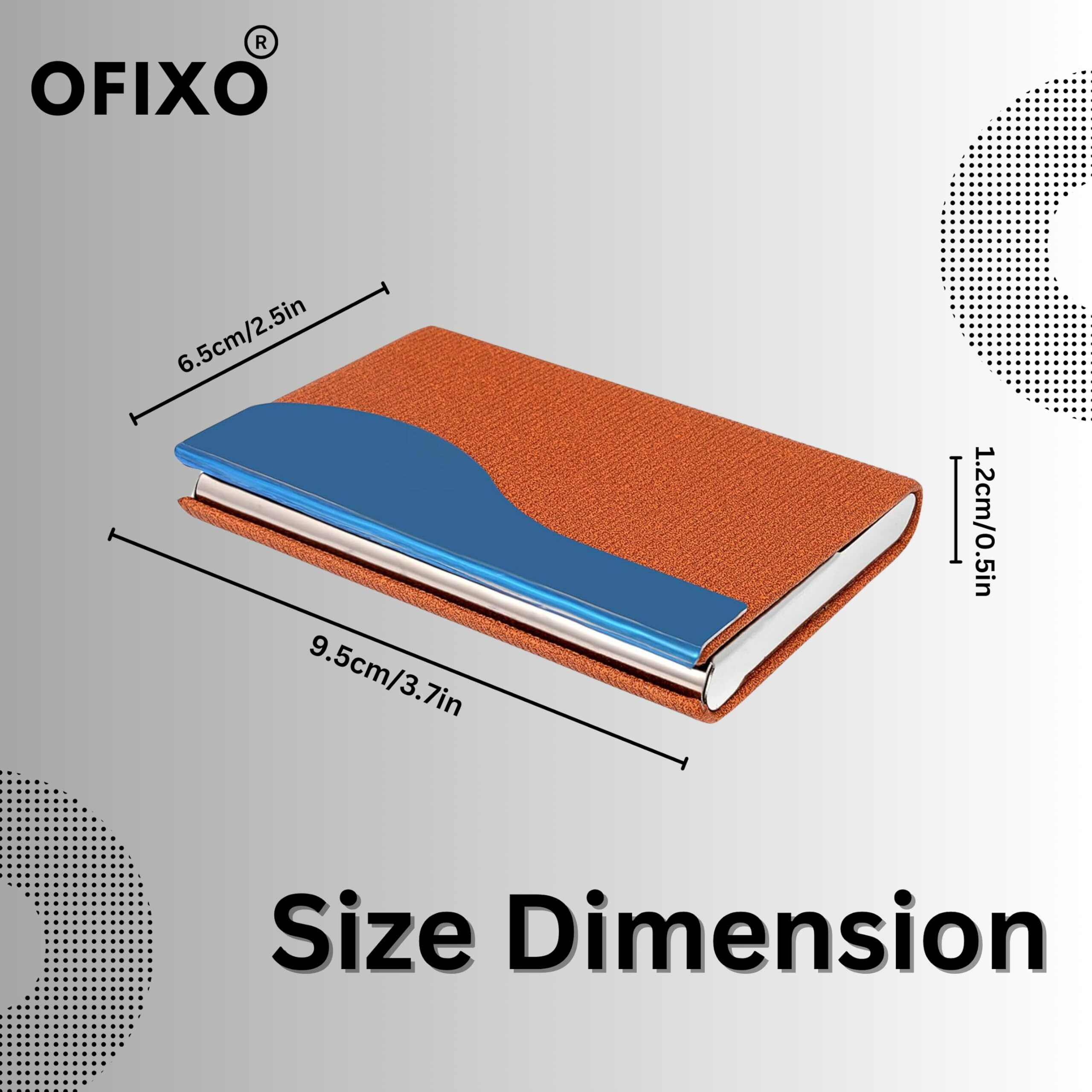 OFIXO 10 Slot Metal Leatherite Business Card/Visiting Card/Credit Card Holder Wallet with Magnetic Closure (Brown&Silver)