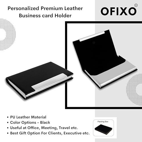 OFIXO Card Holder Credit Card Package Card Holder Business Card Case Black Leather Visiting (OFX-1182)