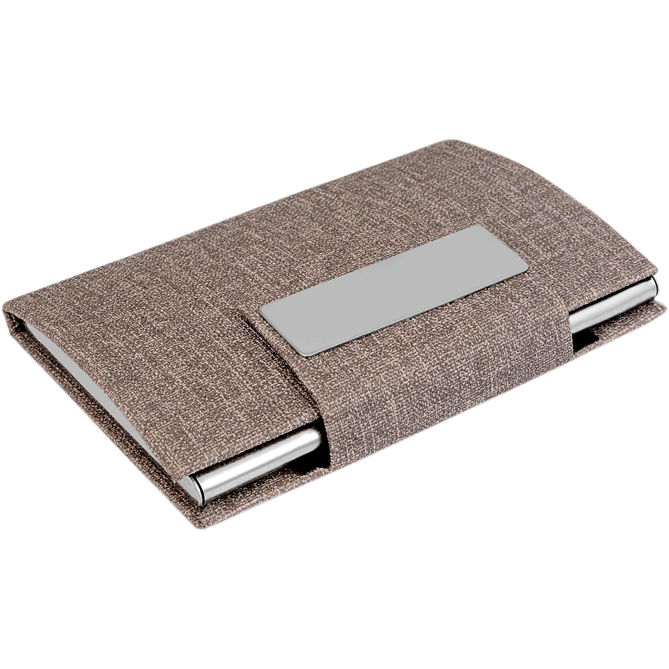 OFIXO Business Name Card Holder Credit Card Holder Fashion Unisex PU Leather Solid Visit Card Case Metal Wallet (OFX-1173)