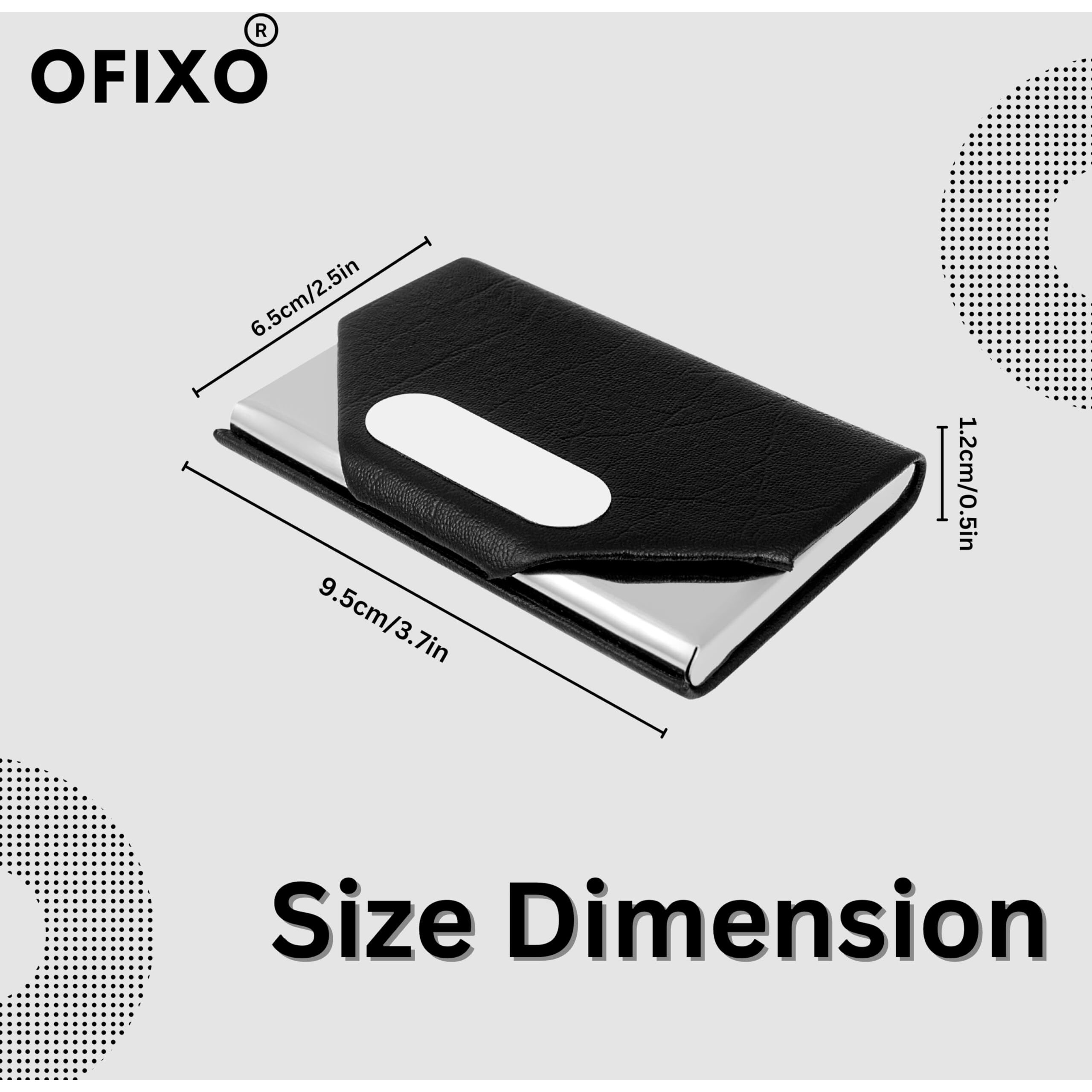 OFIXO 10 Slot Metal Leatherite Business Card/Visiting Card/Credit Card Holder Wallet with Magnetic Closure (Black&Silver)(OFX-1186)