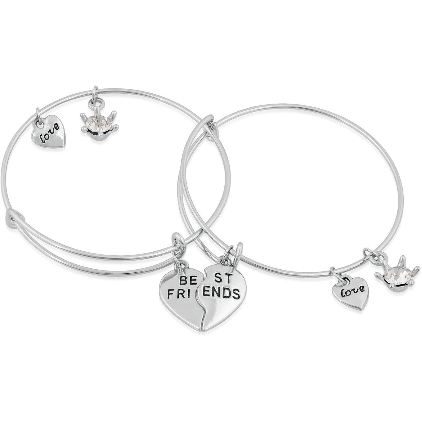 Mahi Rhodium Plated Funky Best Friends Love Alloy Bracelets for Girls and Women (BRCO1100414R)