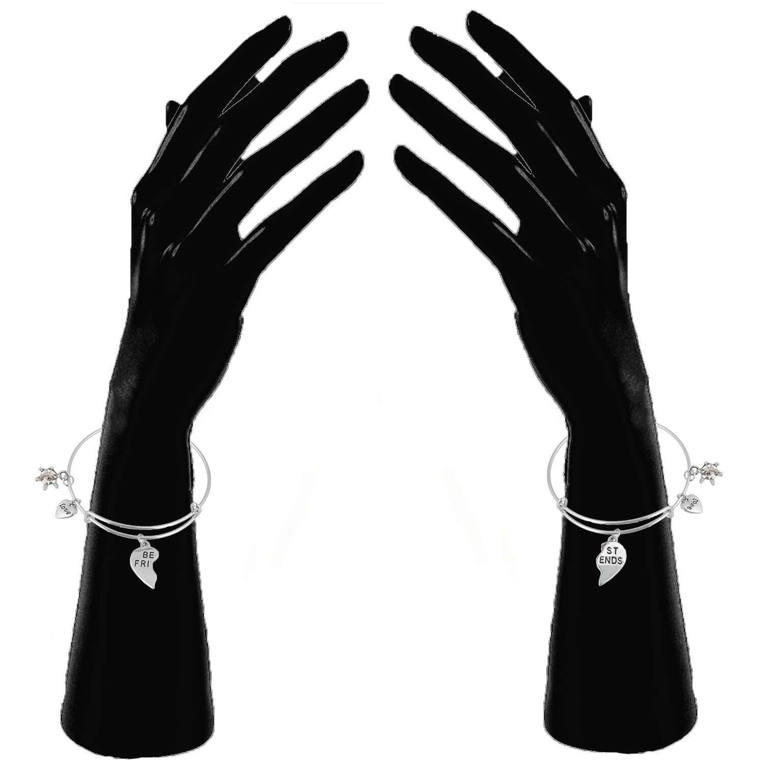 Mahi Rhodium Plated Funky Best Friends Love Alloy Bracelets for Girls and Women (BRCO1100414R)