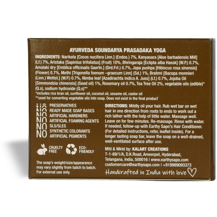 Earthy Sapo Reetha Shampoo Bar for Dry Hair (100g, Pack of 3) | Handmade Ayurvedic Hair Care | Vegan, Chemical-Free, Eco-Friendly | Reetha & Coconut Milk for Nourished Hair