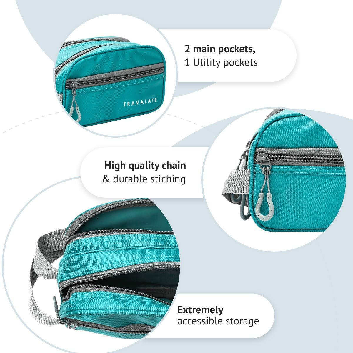 TRAVALATE Solid 9 Cms Cosmetic Pouch (S_TR1405_Turquise Blue)