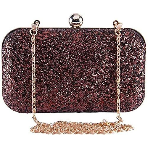 TOOBA Women Handicraft Hand Embroidered Box Clutch Bag Purse For Bridal, Casual, Party, Wedding (Copper)