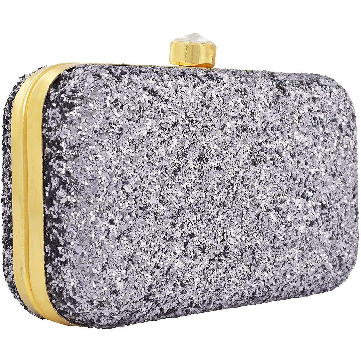 TOOBA Women Handicraft Embroidered Box Clutch Bag Purse For Bridal, Casual, Party, Wedding (Grey)