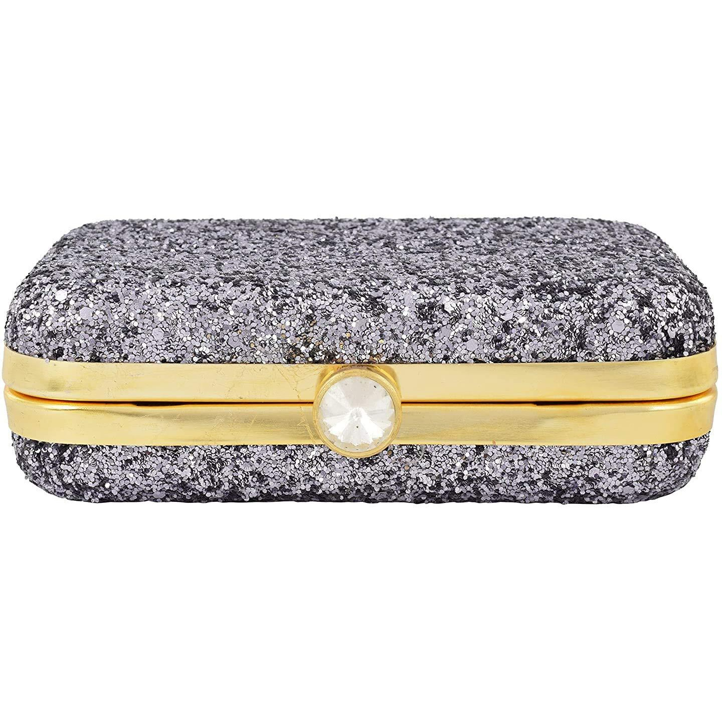 TOOBA Women Handicraft Embroidered Box Clutch Bag Purse For Bridal, Casual, Party, Wedding (Grey)