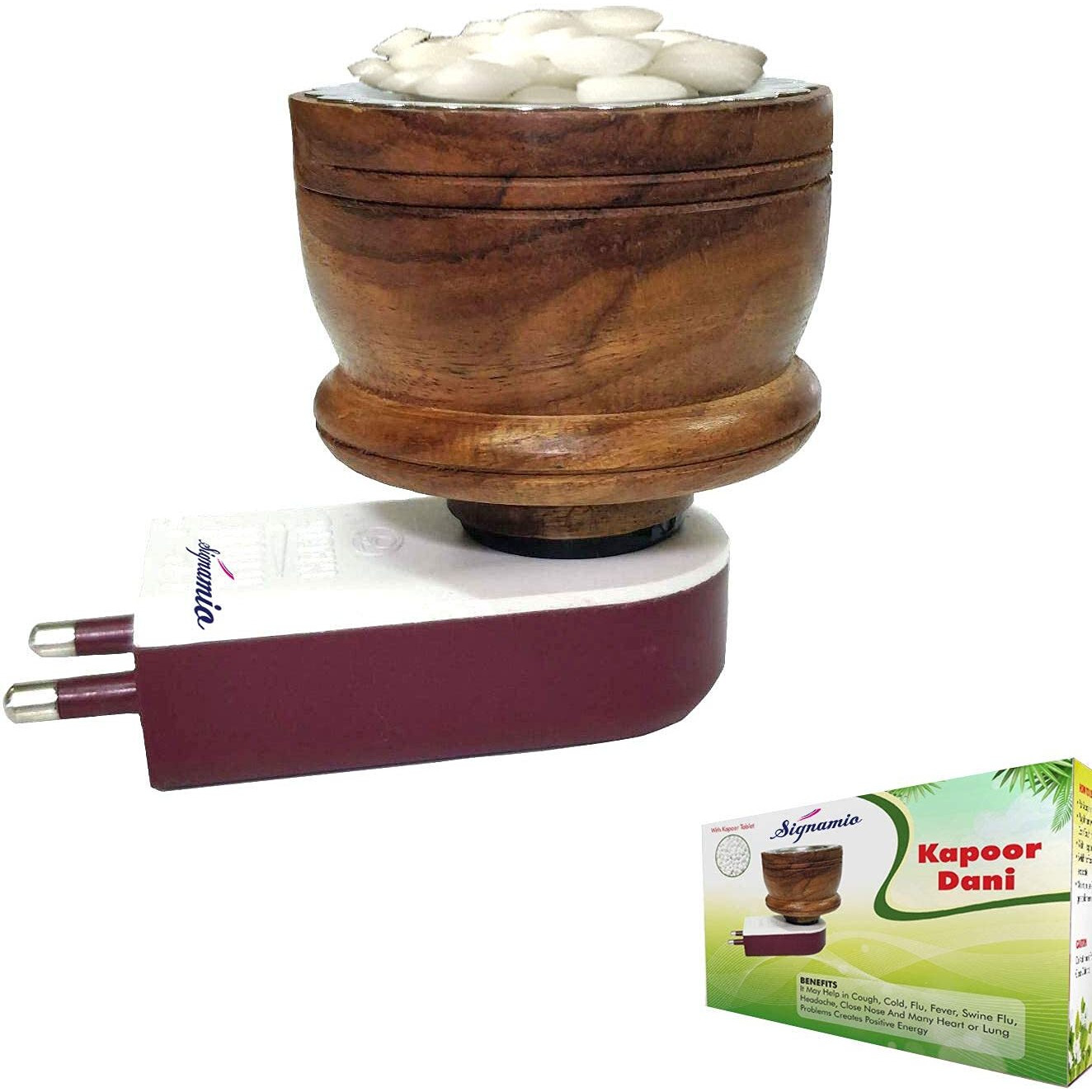 SIGNAMIO Kapoor Kapur Dani Camphor Karpuram Bakhoor Oud Aroma Oil Diffuser Incense Dhoop Burner Electrical Stand Machine for Home Fragrance Room Freshener -DN-1