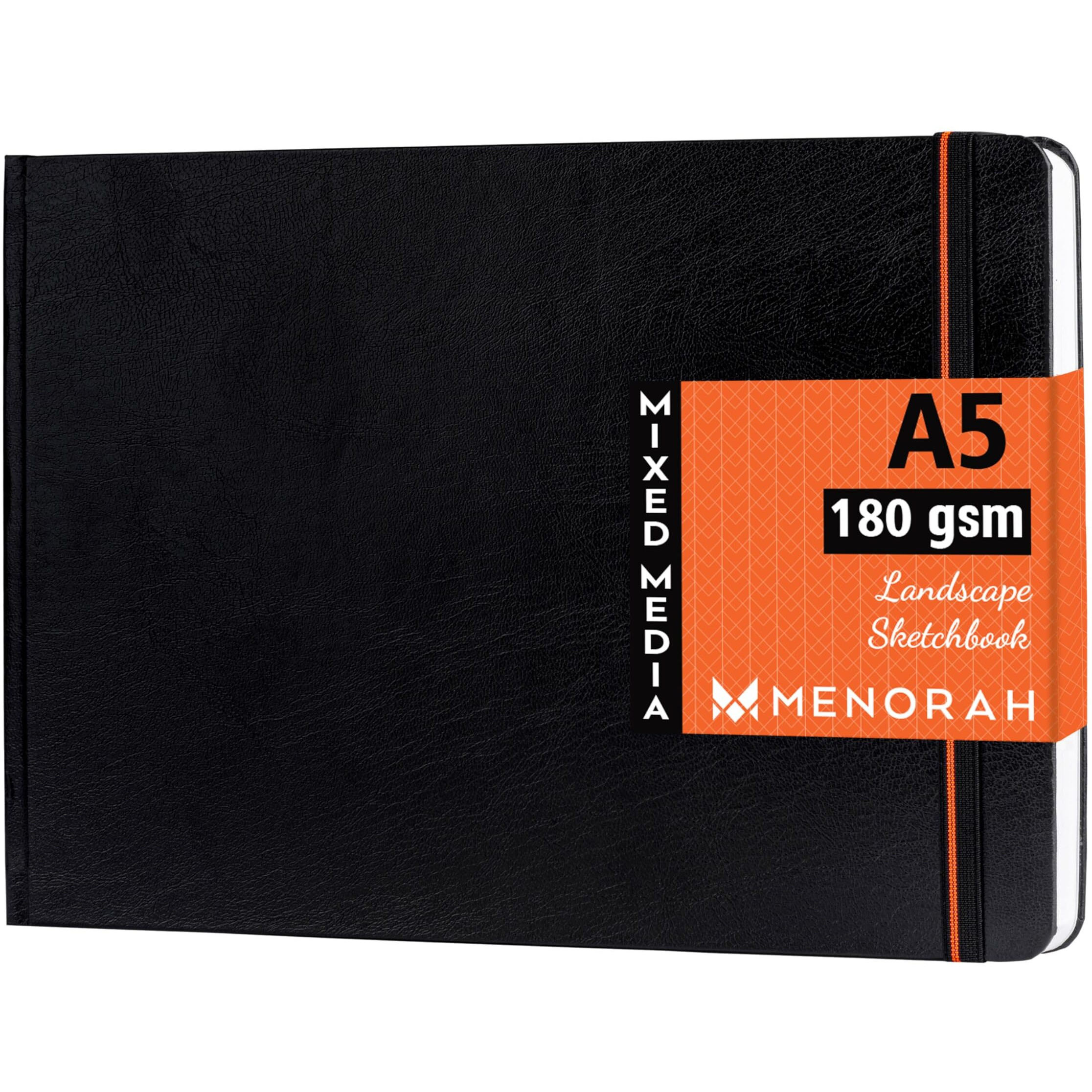 MENORAH Paper - A5 - Artist Sketchbook - 180 Gsm- Hard Bound, Sketch Book - 100 Pages/50 Sheets (Size 14.8 Cm X 21.0 Cm) - Completely Handmade - Drawing Book - Landscape, Oil Paint