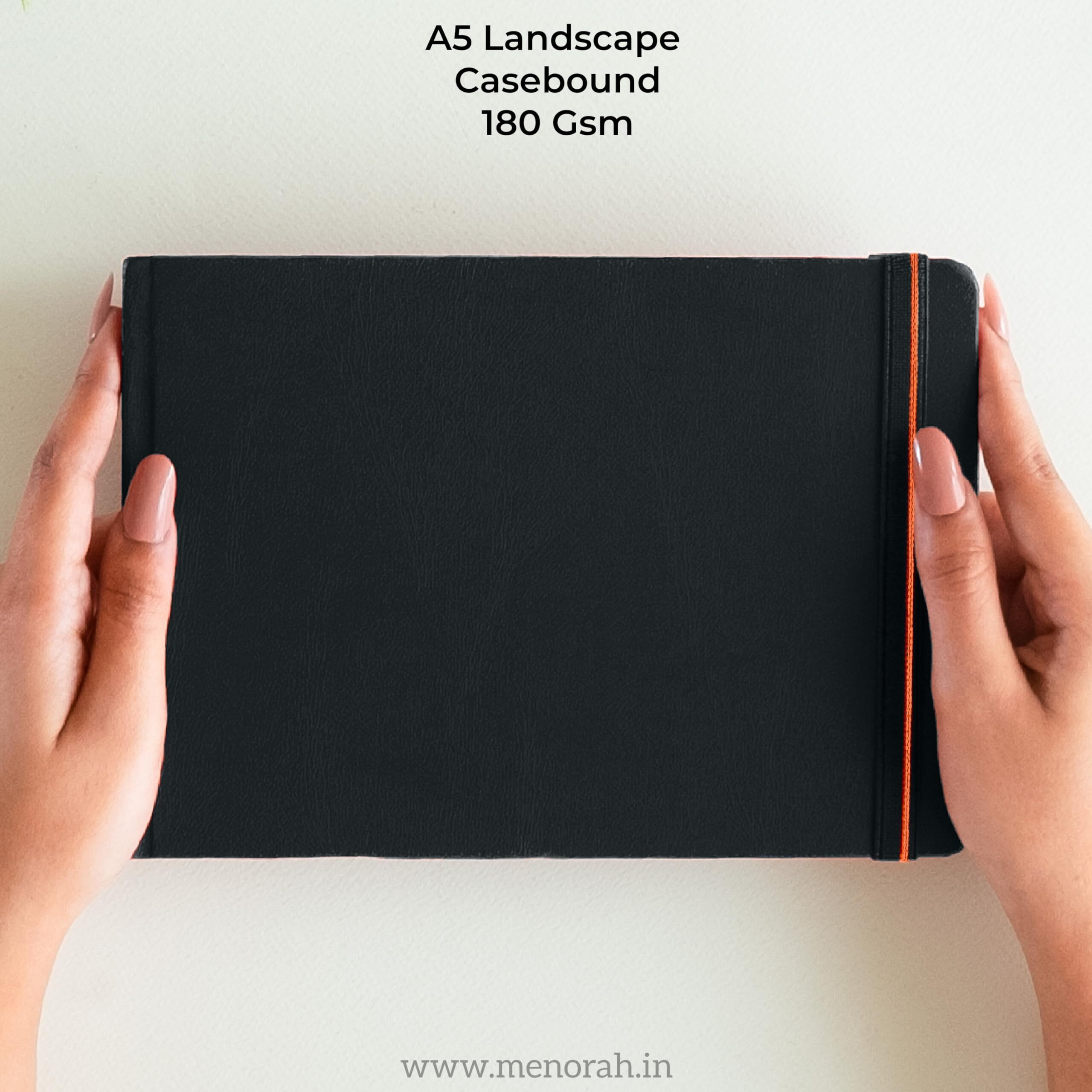 MENORAH Paper - A5 - Artist Sketchbook - 180 Gsm- Hard Bound, Sketch Book - 100 Pages/50 Sheets (Size 14.8 Cm X 21.0 Cm) - Completely Handmade - Drawing Book - Landscape, Oil Paint