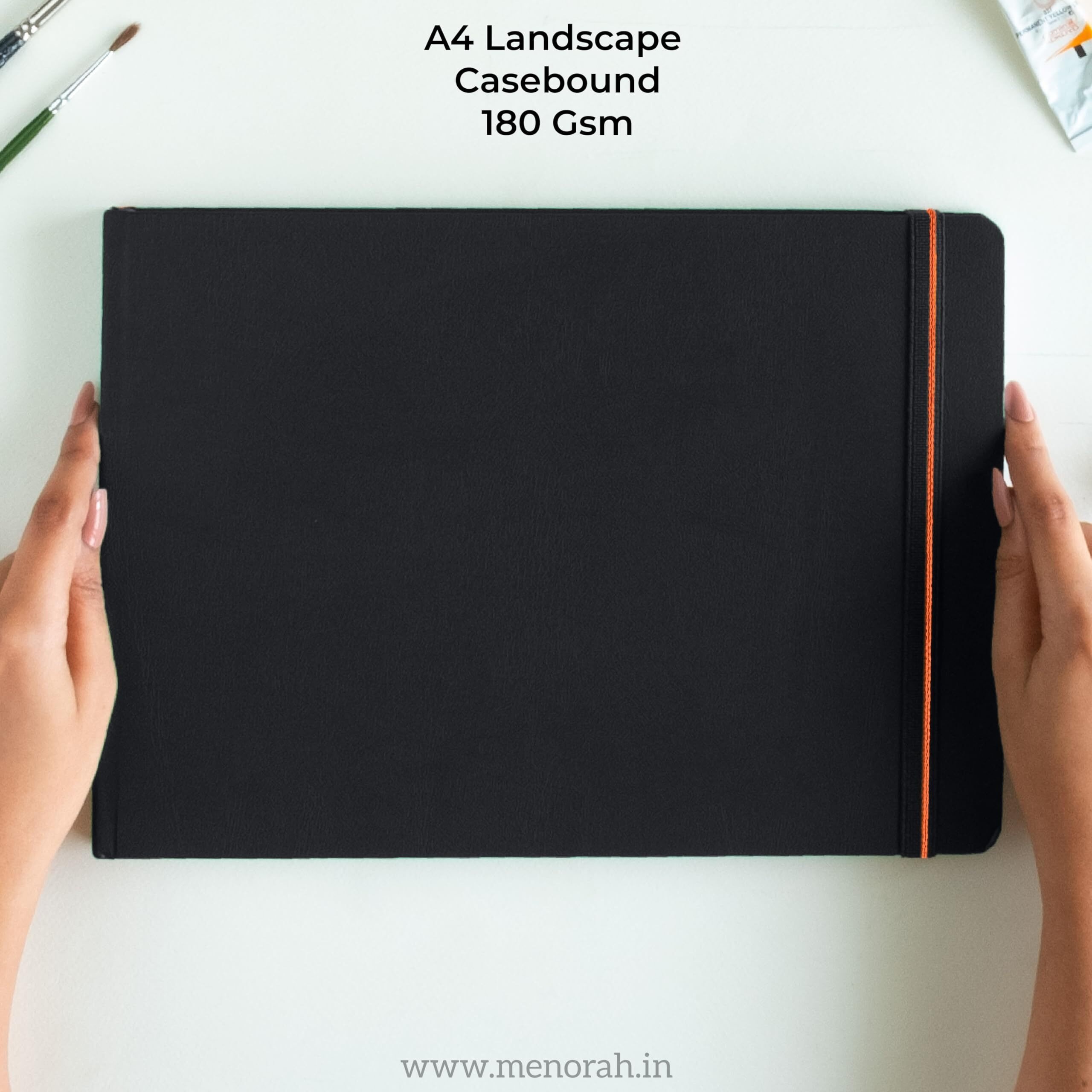 MENORAH Paper - A4 Sketchbooks For Artists - 180 Gsm (100 Pages/50 Sheets) - Hard Case Bound, Drawing Book, Size (21 Cm X 29.7 Cm) - Handmade - Landscape, Watercolor