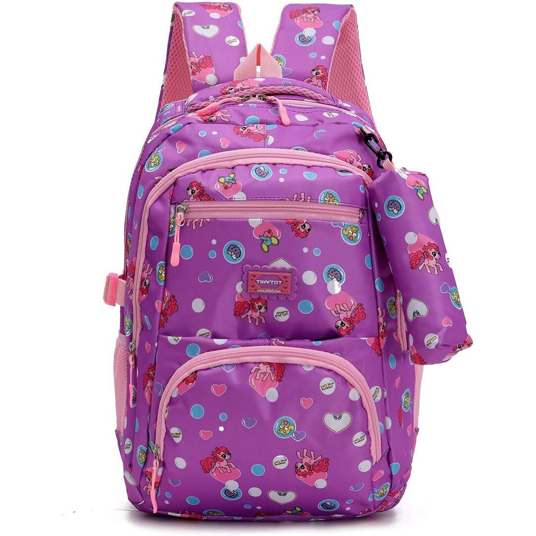 Tinytot School Bag for Girl with Pencil Pouch  26 Litre, 18 Inches, Durable & Sleek Waterproof Tuition and College Bag for Girls, Multicolored Picnic & Travel Backpack for Girls