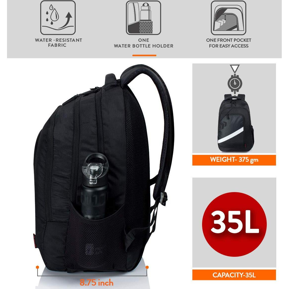 Lunar s V-Line 35 Litres Standard School bag for boys | College bag for women stylish | Water Resistant college bag for boys | Stylish & Durable School bag | College bag with 1 Yr Warranty