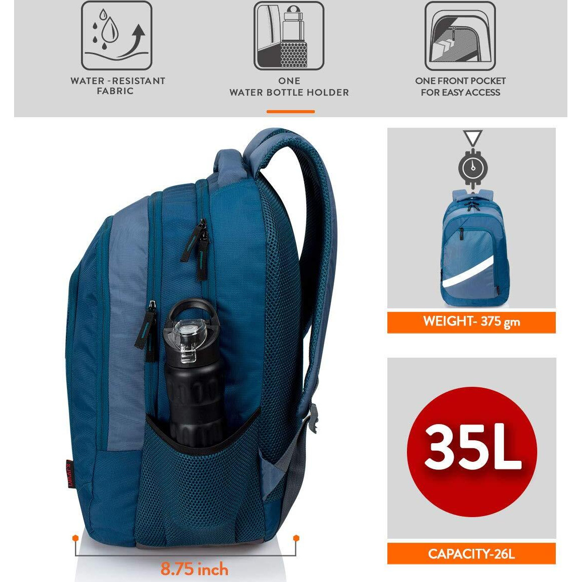 Lunar s V-Line 35 Litres Standard School bag for boys | College bag for women stylish | Water Resistant college bag for boys | Stylish & Durable School bag | College bag with 1 Yr Warranty
