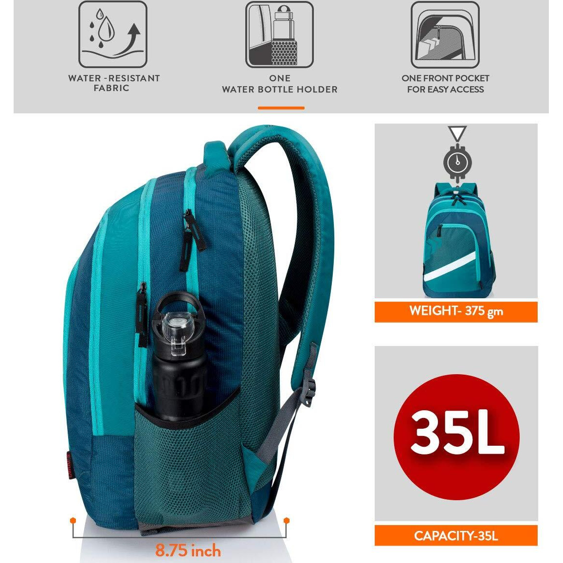 Lunar s V-Line 35 Litres Standard School bag for boys | College bag for women stylish | Water Resistant college bag for boys | Stylish & Durable School bag | College bag with 1 Yr Warranty