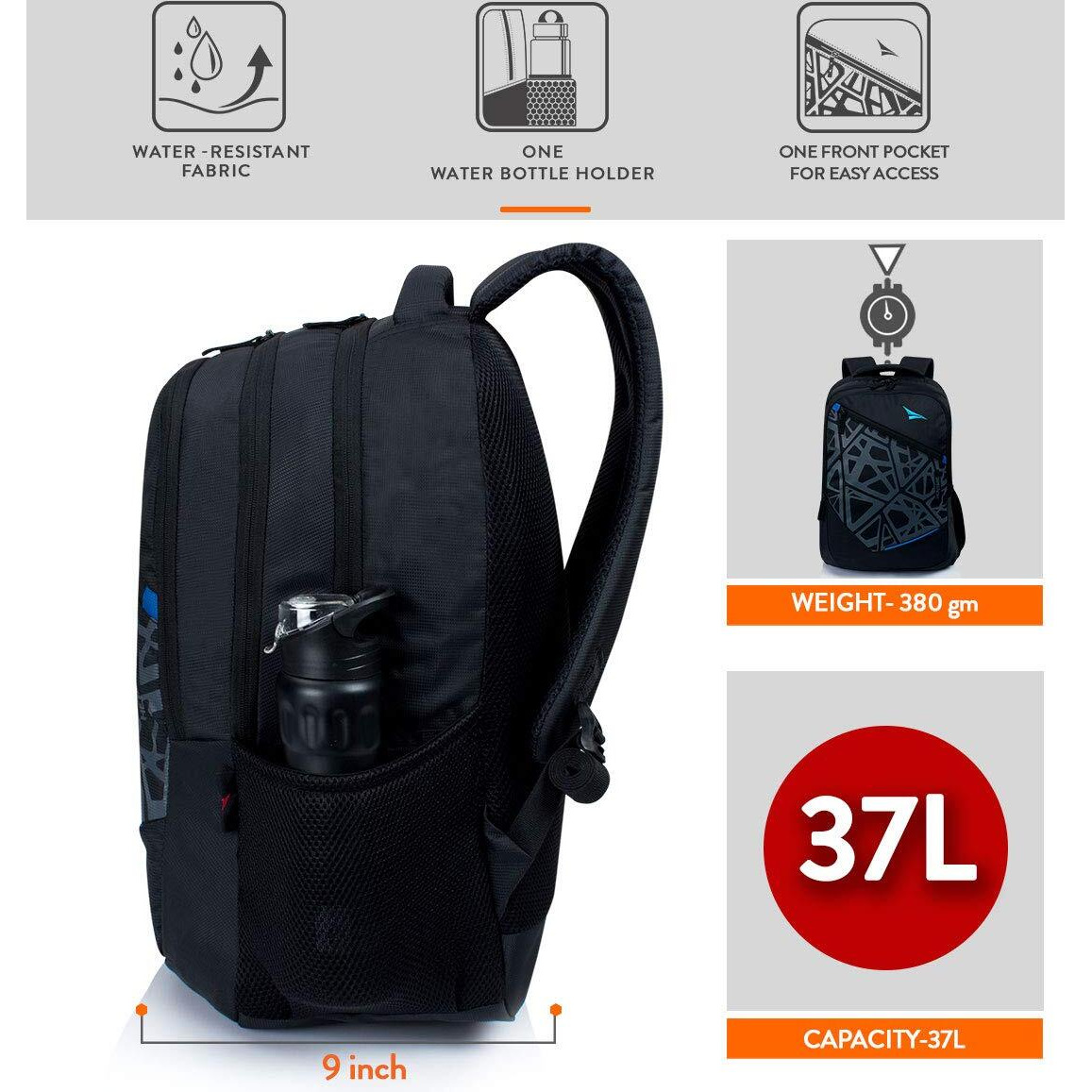 Lunar s Heritage 37L Casual School bag for boys | Water Resistant laptop backpack for men | 3 Compartment college bag for girls | Bags for women college stylish | College bag