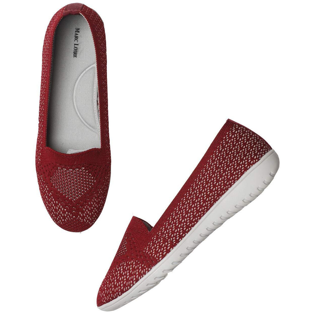 Marc Loire Women s Red Athleisure Knitted Active Wear Slip-On Shoes for Daily Walking, 3 UK