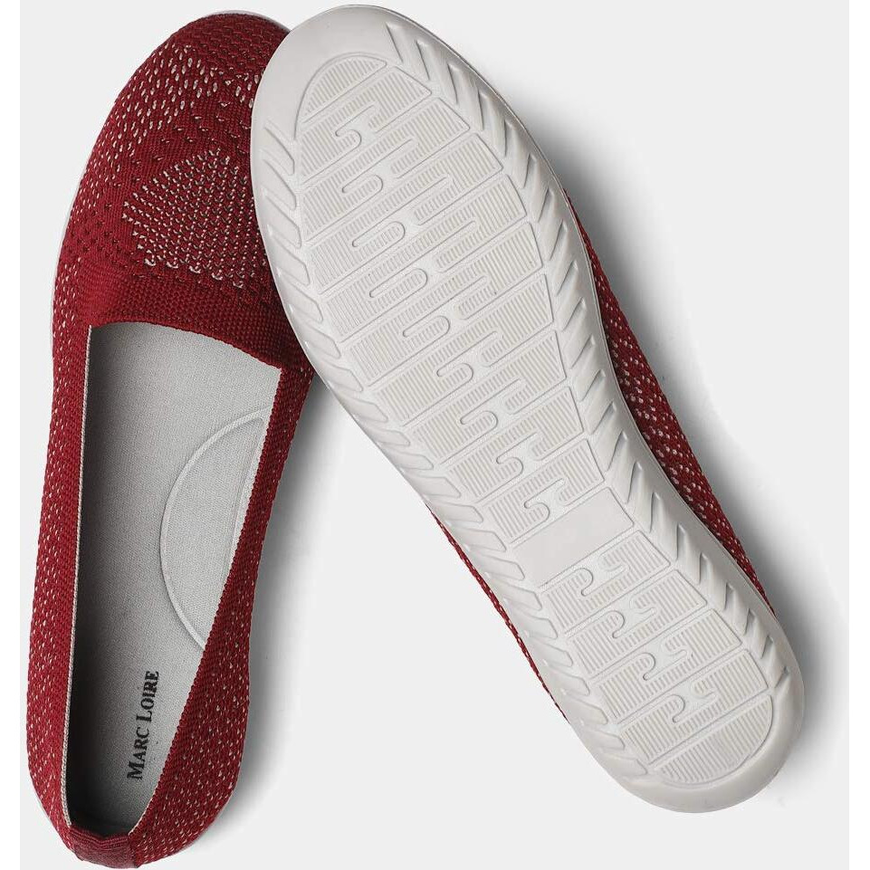 Marc Loire Women s Red Athleisure Knitted Active Wear Slip-On Shoes for Daily Walking, 3 UK