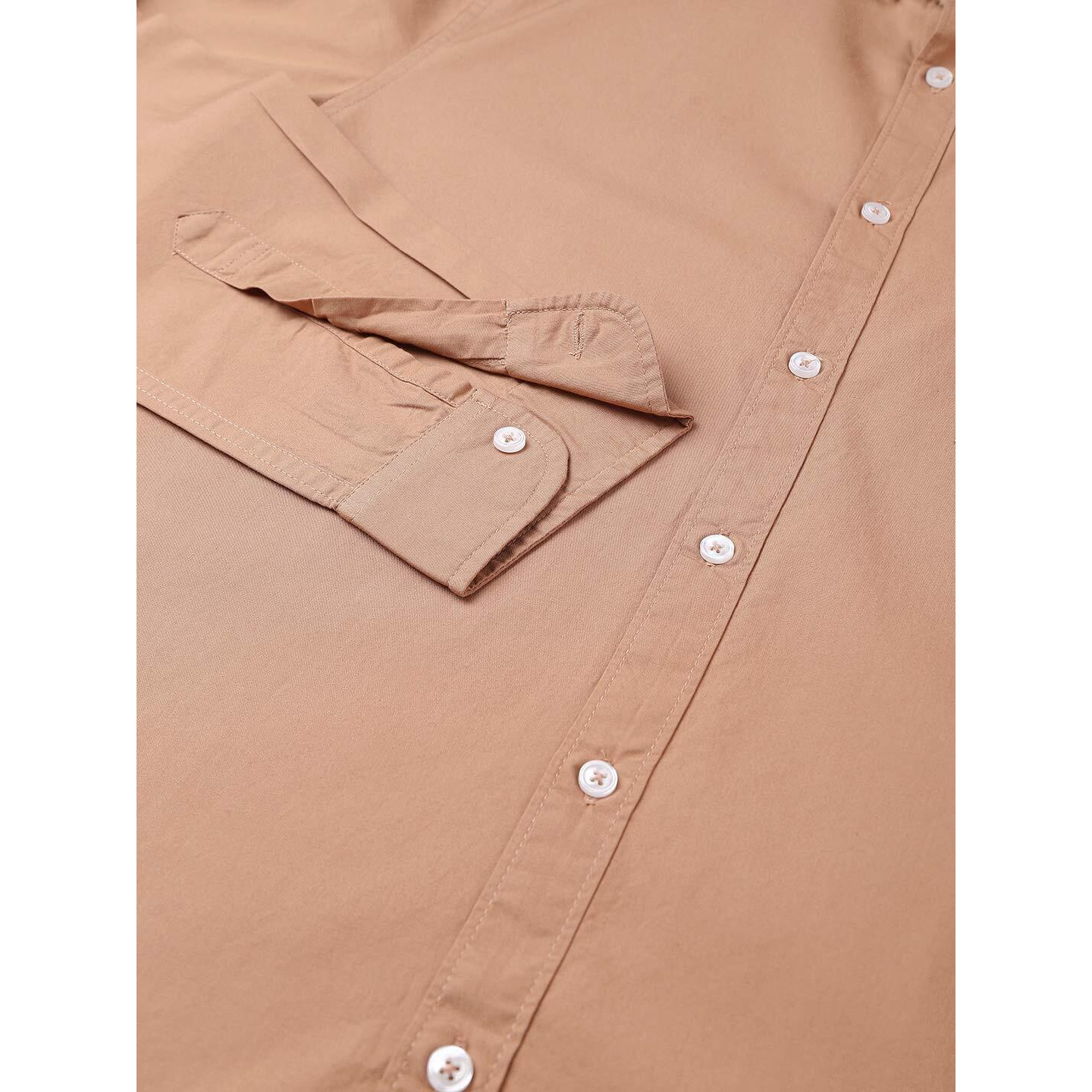 Dennis Lingo Men s Solid Camel Brown Slim Fit Cotton Casual Shirt (C301_CAMEL_XXL)