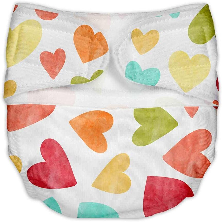 SuperBottoms Newborn UNO Pack of 1 (Shell + Insert) - Washable & Reusable waterproof Adjustable cloth diaper for babies -diaper with Prefold style Pad (Baby Hearts)