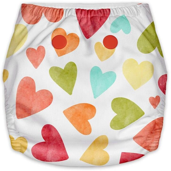 SuperBottoms Newborn UNO Pack of 1 (Shell + Insert) - Washable & Reusable waterproof Adjustable cloth diaper for babies -diaper with Prefold style Pad (Baby Hearts)