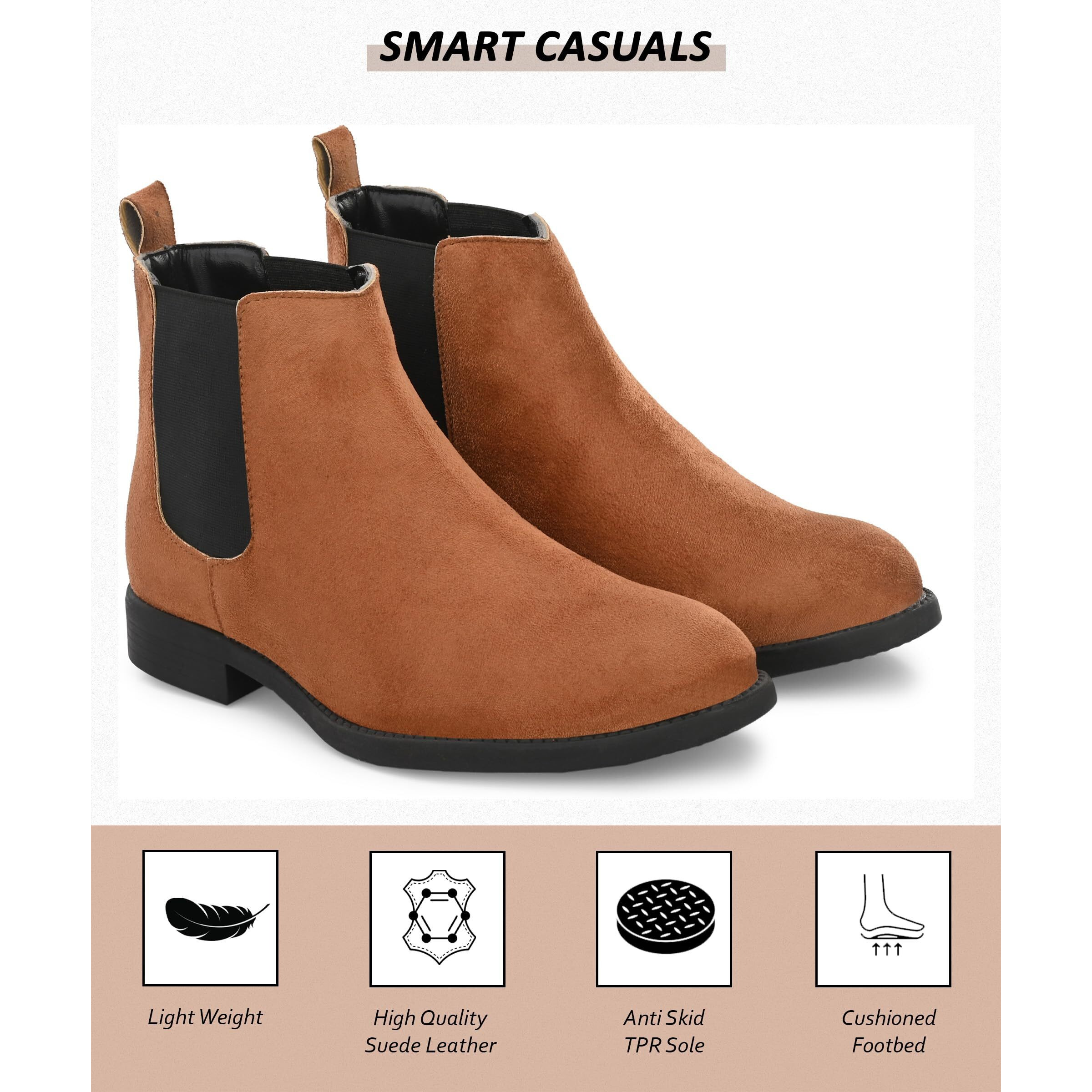 HiREL S Men s Premium Suede Chelsea Ankle Boots|Soft Cushioned Insole |Slip-Resistance|Dynamic Feet Support|Arch Support Boots For Men