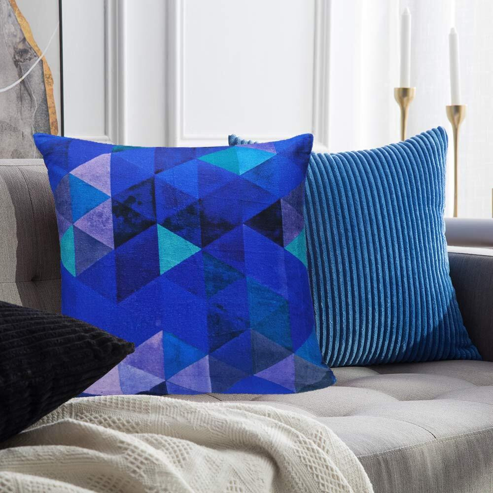 Khooti Velvet Cushion Cover, 30x30 (Triangular Blue)(Pack of 2)