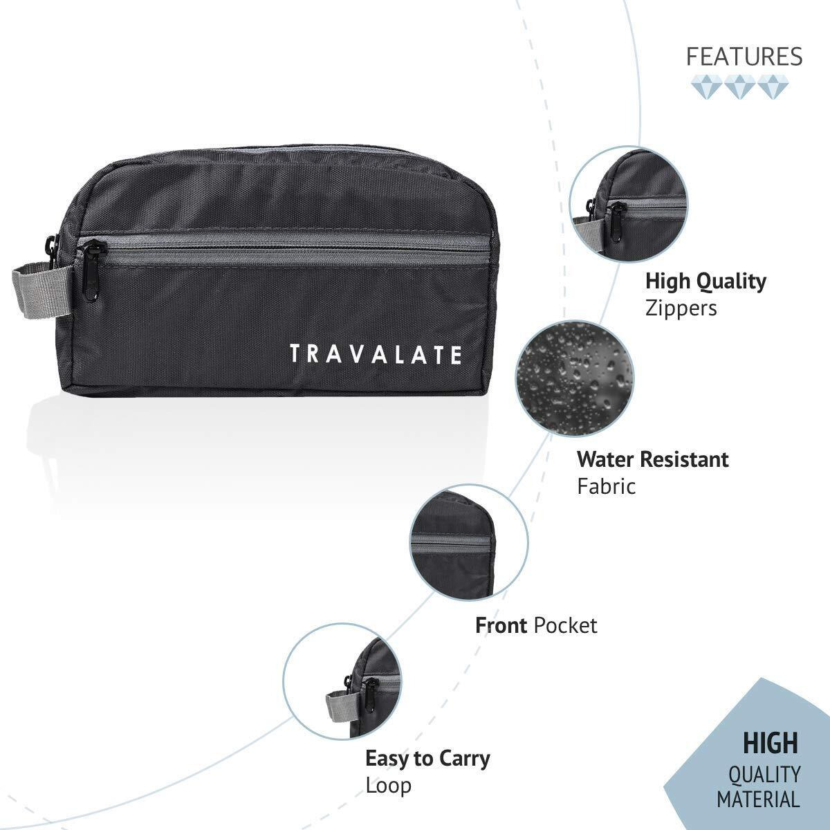 TRAVALATE Polyester Multipurpose Toiletry Kit Bag For Man And Women s | Double Compartment Travel Essentials Travel Organizer Travel Pouch For Men Travel Kit For Toiletries - Grey, 9Cm
