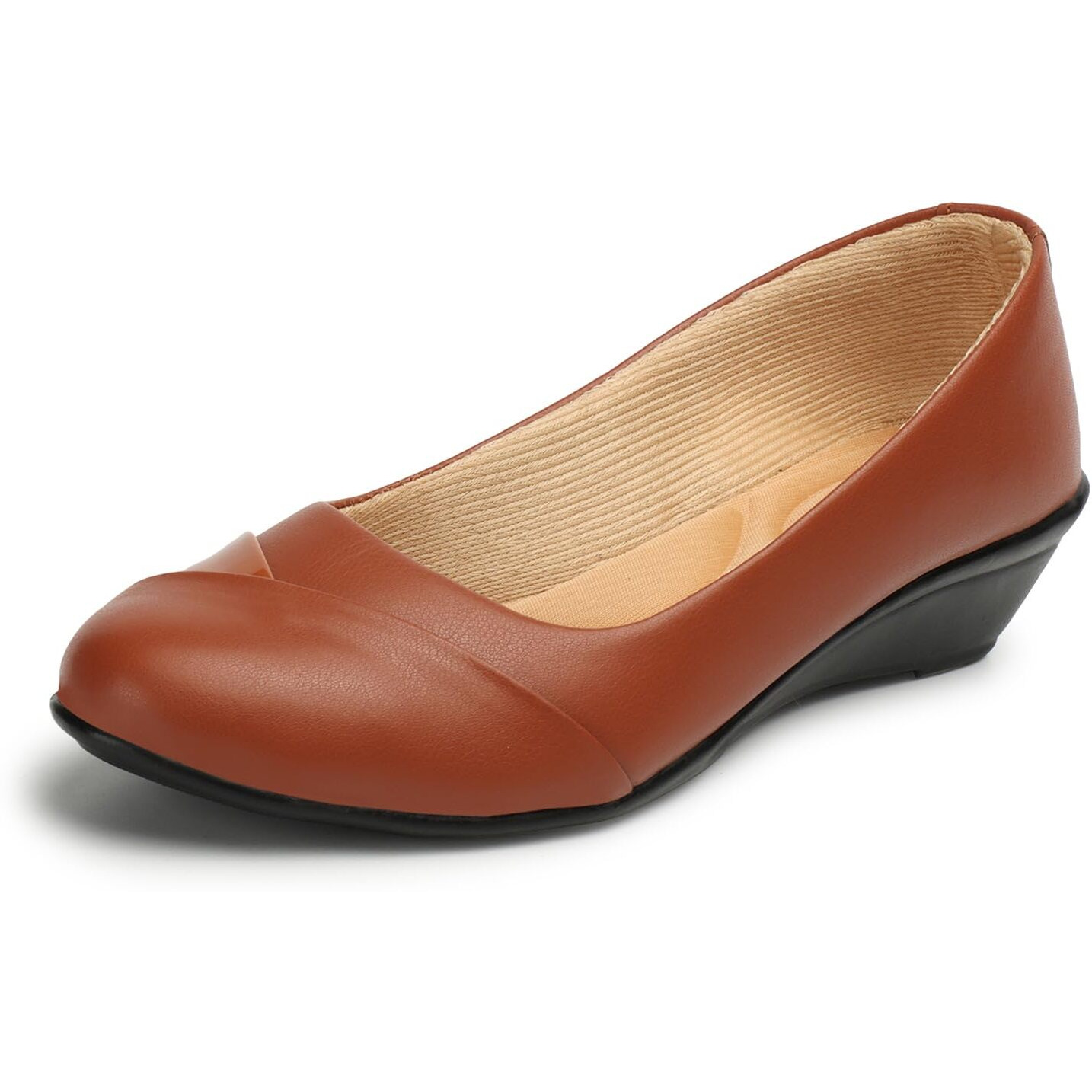 Denill Comfortable Wedge Heel Ballet Flats for Women and Girls (Tan) UK 8