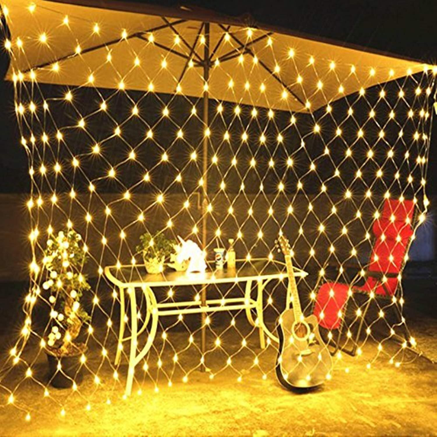 PESCA LED Net Mesh Fairy String Decorative Lights Low Voltage 9.5ft x 7.5ft 224 LEDs (Warm-White,Plastic,Corded Electric,Cylindrical), 9.5 feet - 2.8 meters