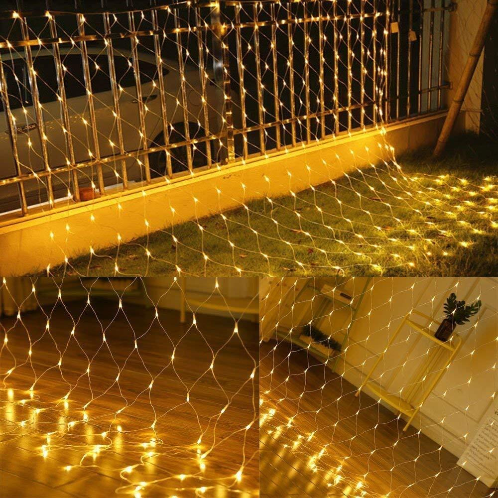 PESCA LED Net Mesh Fairy String Decorative Lights Low Voltage 9.5ft x 7.5ft 224 LEDs (Warm-White,Plastic,Corded Electric,Cylindrical), 9.5 feet - 2.8 meters