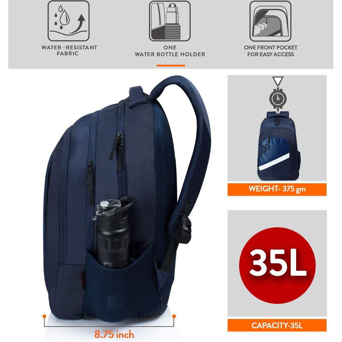 Lunar s V-Line 35 Litres Standard School bag for boys | College bag for women stylish | Water Resistant college bag for boys | Stylish & Durable School bag | College bag with 1 Yr Warranty