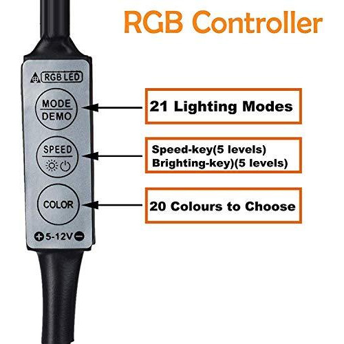 PESCA 5V 5050 Rgb Led Flexible Strip Light Multi-Color Changing Lighting Kit,Tv Background Lighting With Mini Controller (For 40-49  Tv S,Plastic,Usb),3 meters