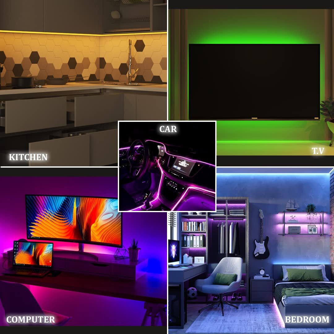 PESCA 5V 5050 Rgb Led Flexible Strip Light Multi-Color Changing Lighting Kit,Tv Background Lighting With Mini Controller (For 50  Tv S&Above,Plastic,Usb),4 meters