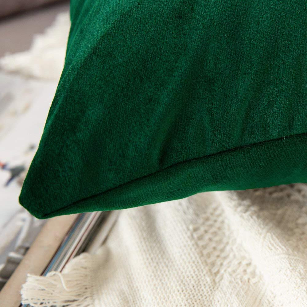 Khooti Velvet Cushion Cover, 12x12 Inch (Army Green)(Pack of 3)