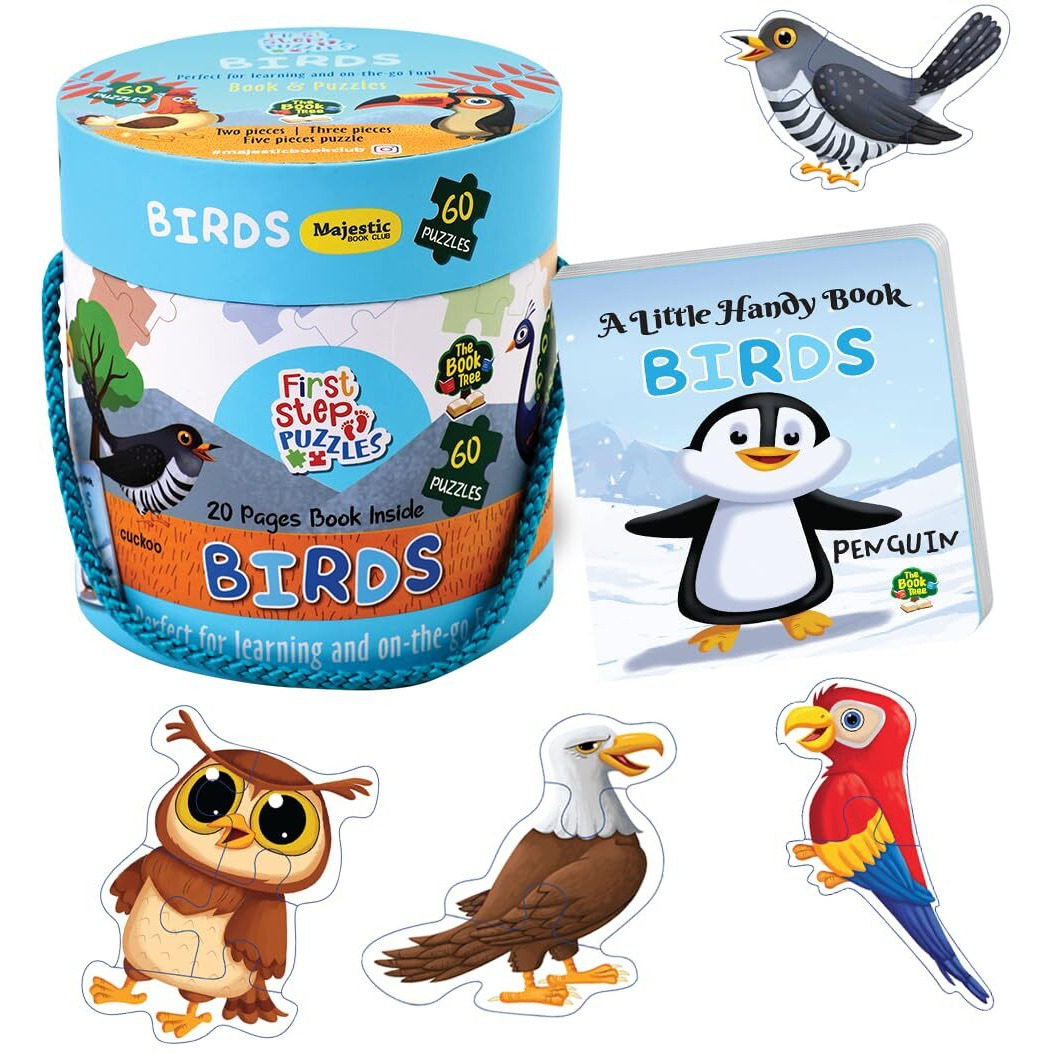 The Book Tree Birds Puzzle Box for Kids I Educational Toy for Kids Age 2+ I 60 Jigsaw Puzzle Pieces and 1 Story Book for Early Learning I A for Children by Majestic Book Club