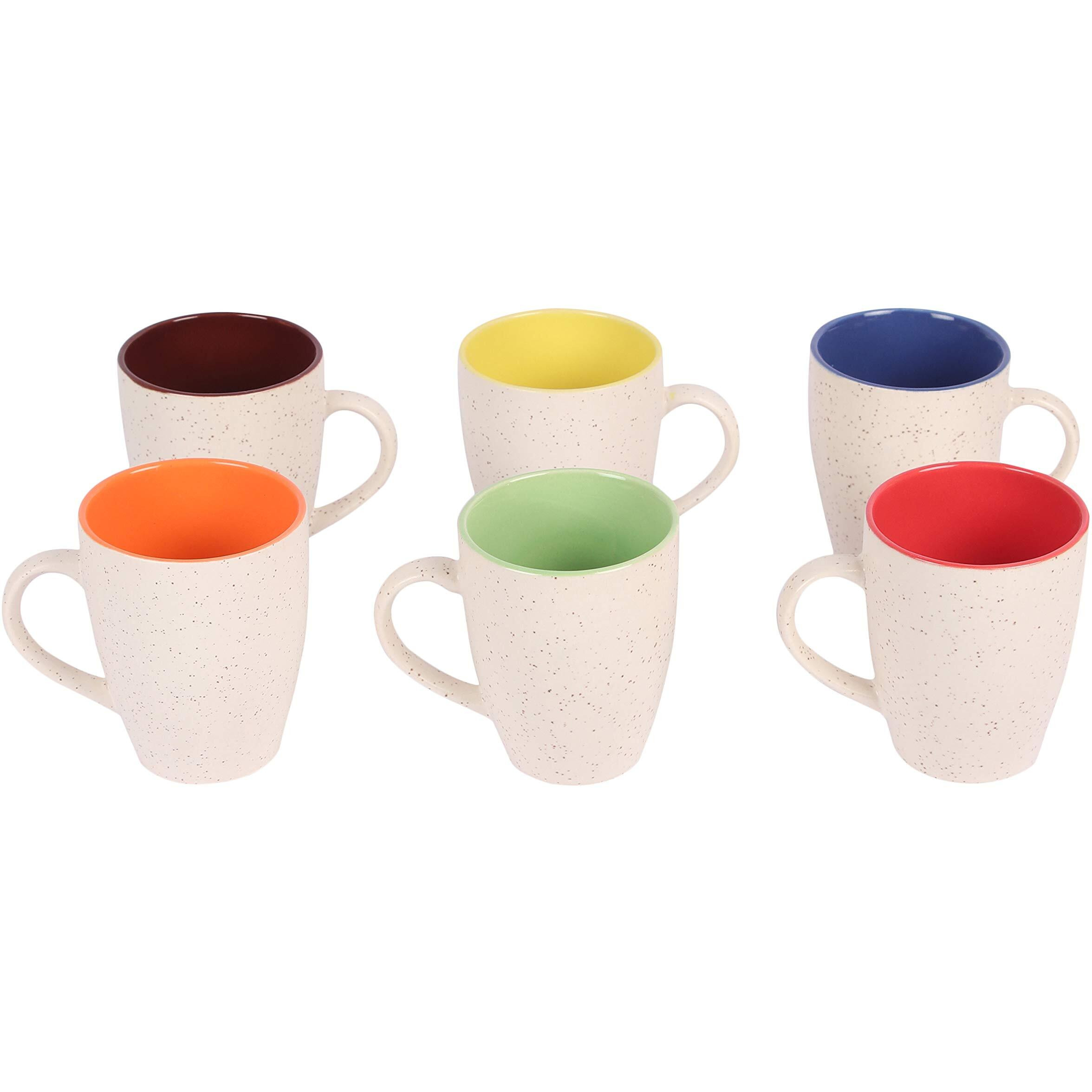 Anwaliya Edesia Series Ceramic Mug Set of 1, 280ml | Handcrafted Design Tea Cups Set of 1 Stackable, Chip Resistant, with Handles Large Serving Coffee Cup, Guin (Inner Color May Vary)