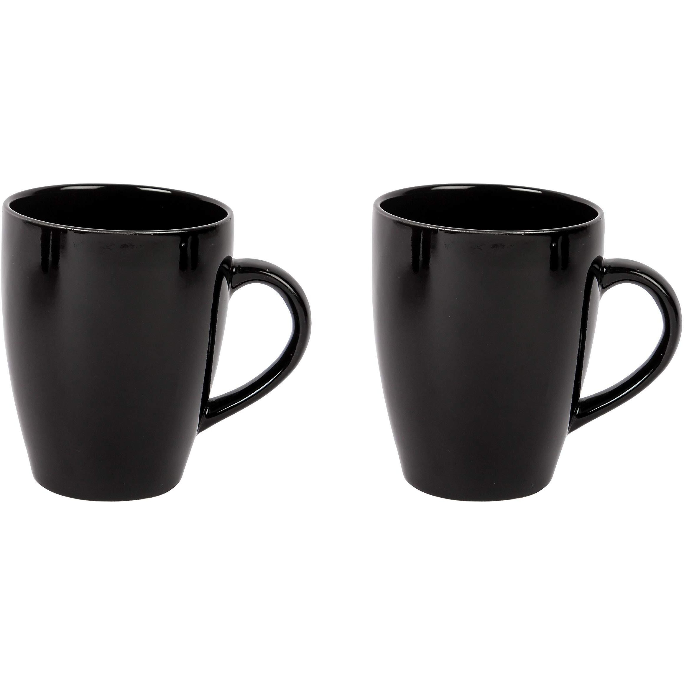 Anwaliya Ceramic Coffee Mug Set of 1 (280ml) Handcrafted Design Tea Cups Stackable, Chip Resistant, Large Serving Green Tea Cups, Naomi (Black Shine)