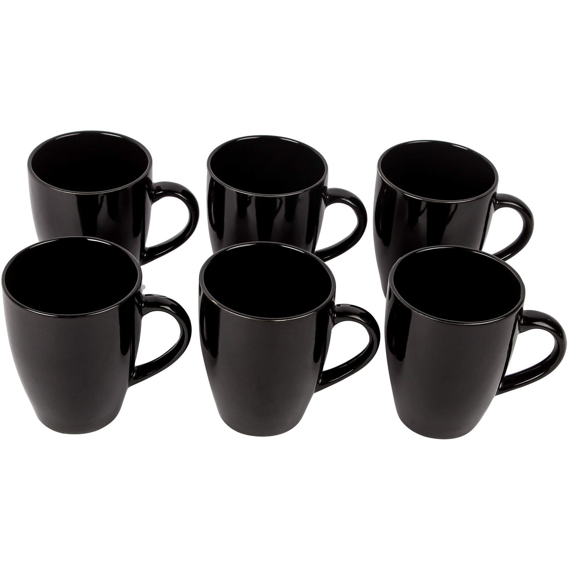 Anwaliya Ceramic Coffee Mug Set of 1 (280ml) Handcrafted Design Tea Cups Stackable, Chip Resistant, Large Serving Green Tea Cups, Naomi (Black Shine)