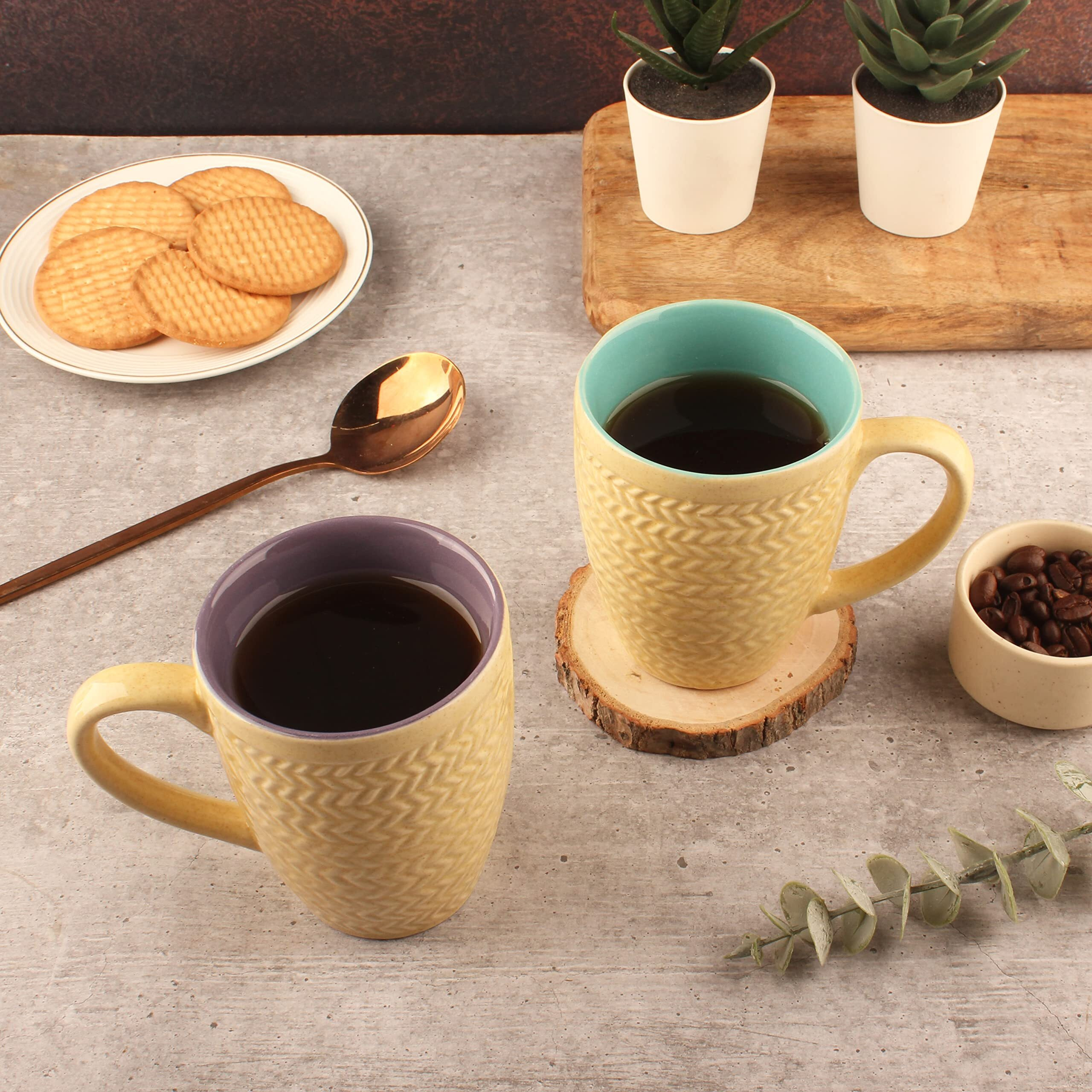 Anwaliya Matte Series Coffee Cup | Microwave and Dishwasher Safe Coffee and Tea Mugs, Tea Cup | Chip Resistant, Tea Cups Set Ideal for Home and Office Daily Use,Pack of 1 (Green, 280 ml)