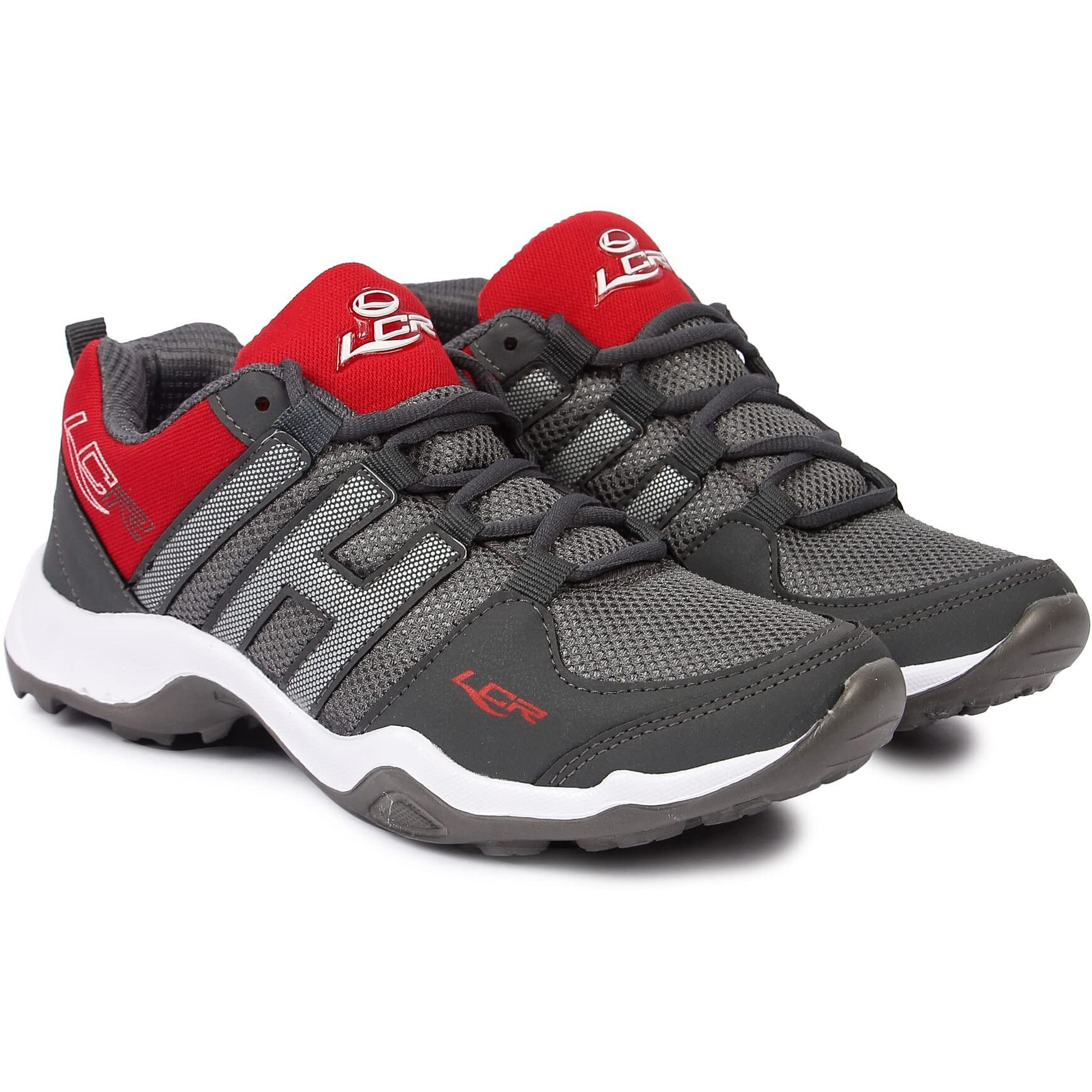 LANCER Mens INDUS-215 Grey RED Running Shoe - 7 UK (INDUS-215DGR-RED-7)