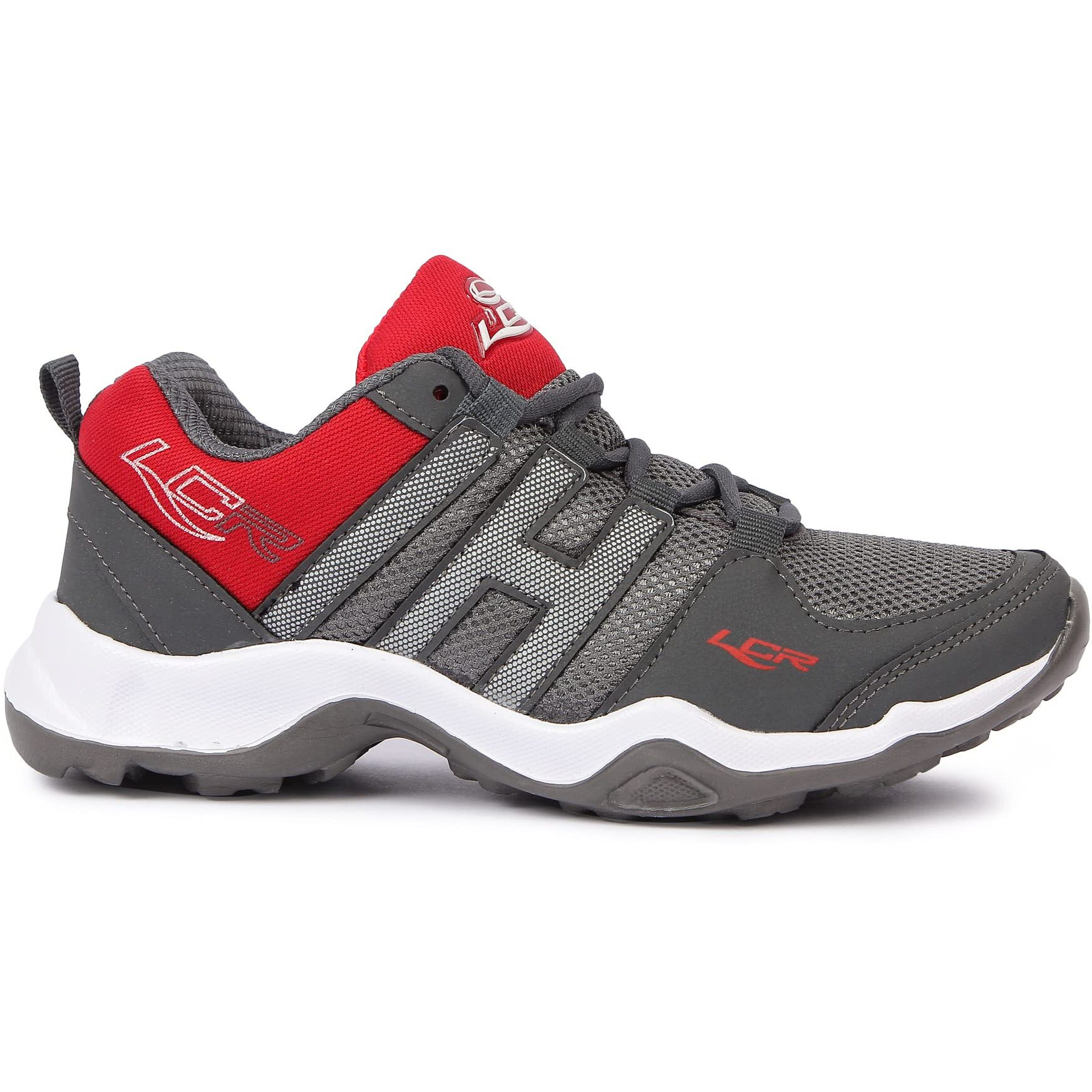 LANCER Mens INDUS-215 Grey RED Running Shoe - 7 UK (INDUS-215DGR-RED-7)