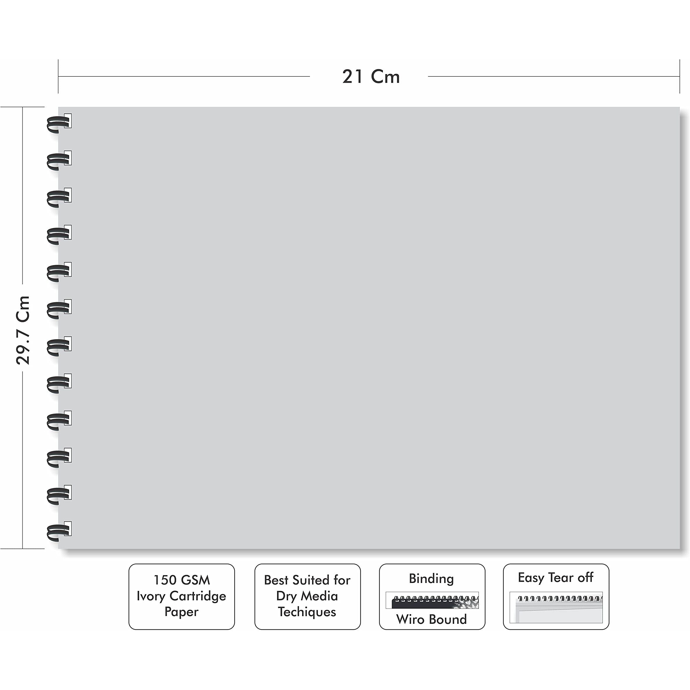 Zen Sangam Artists - A5 Spiral Sketchpad Drawing Notebook - 160 GSM - Ultra Smooth Surface - 50 Sheets (100 Pages) - Size (14.8x21cm) - Wiro Sketchbook