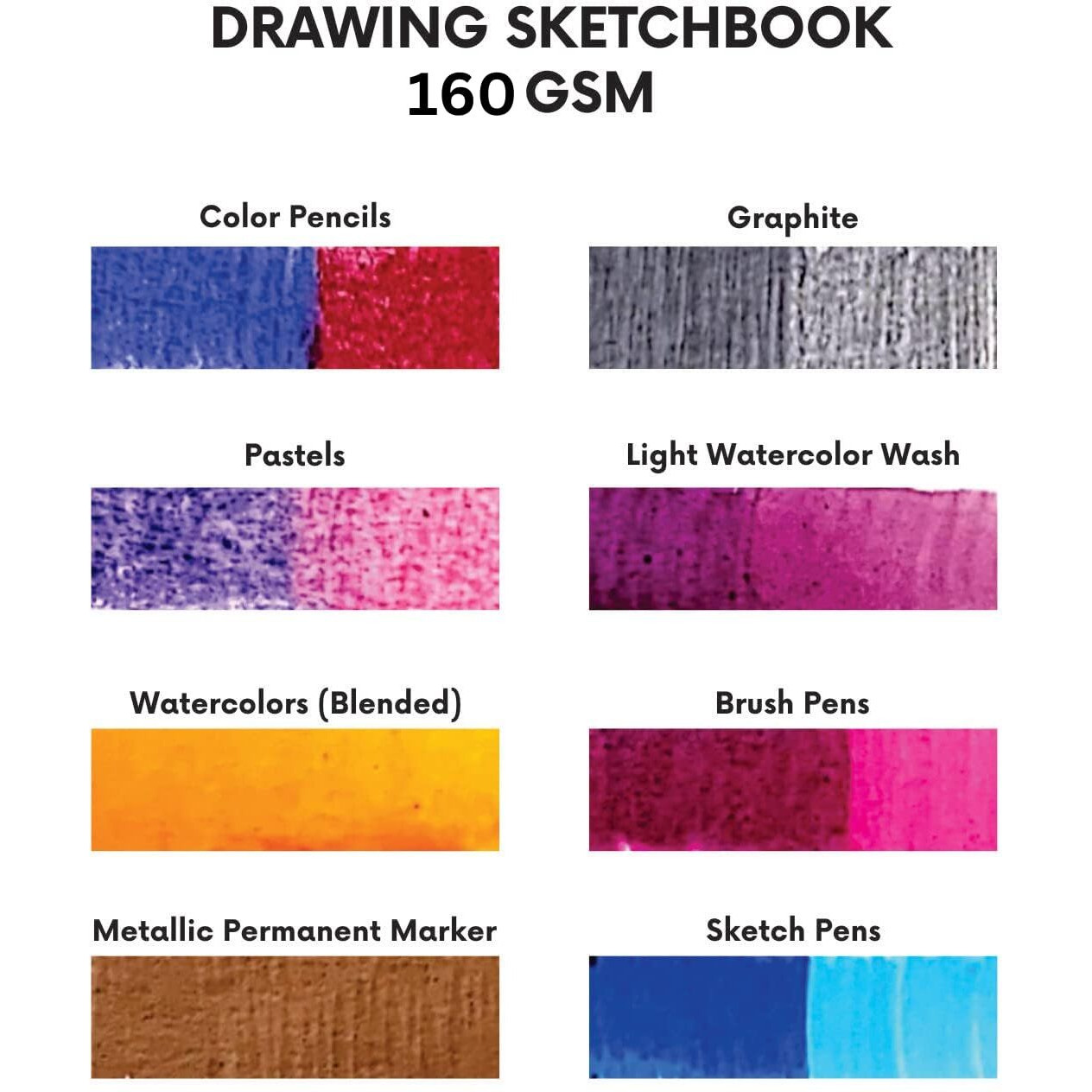 Zen Sangam Artists - A5 Spiral Sketchpad Drawing Notebook - 160 GSM - Ultra Smooth Surface - 50 Sheets (100 Pages) - Size (14.8x21cm) - Wiro Sketchbook