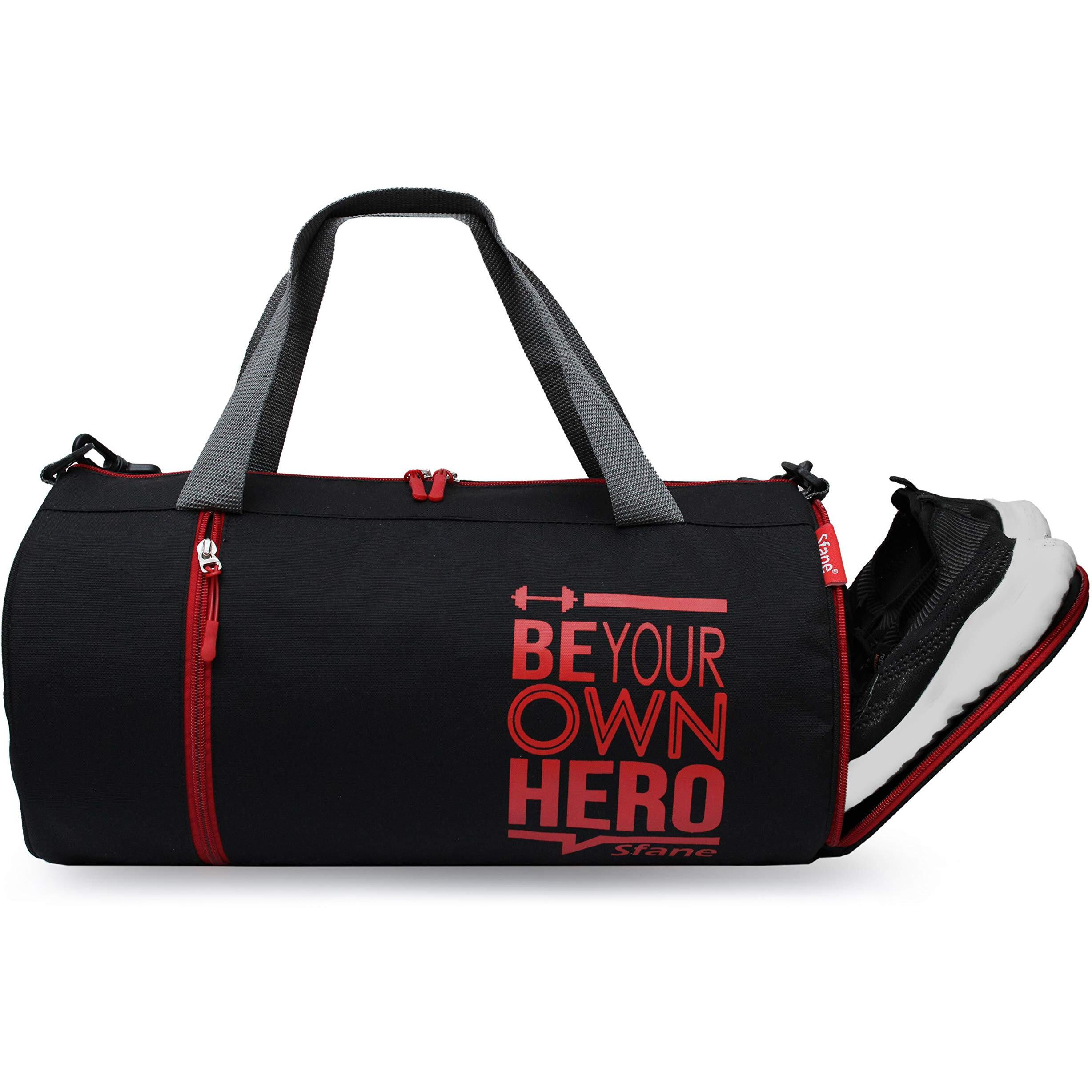Sfane Gym Bags for Men with Separate Shoe Compartment Sports Gym Bag for Women Duffle Bags for Gym, Duffel Bags Sports Bag - Red & Black
