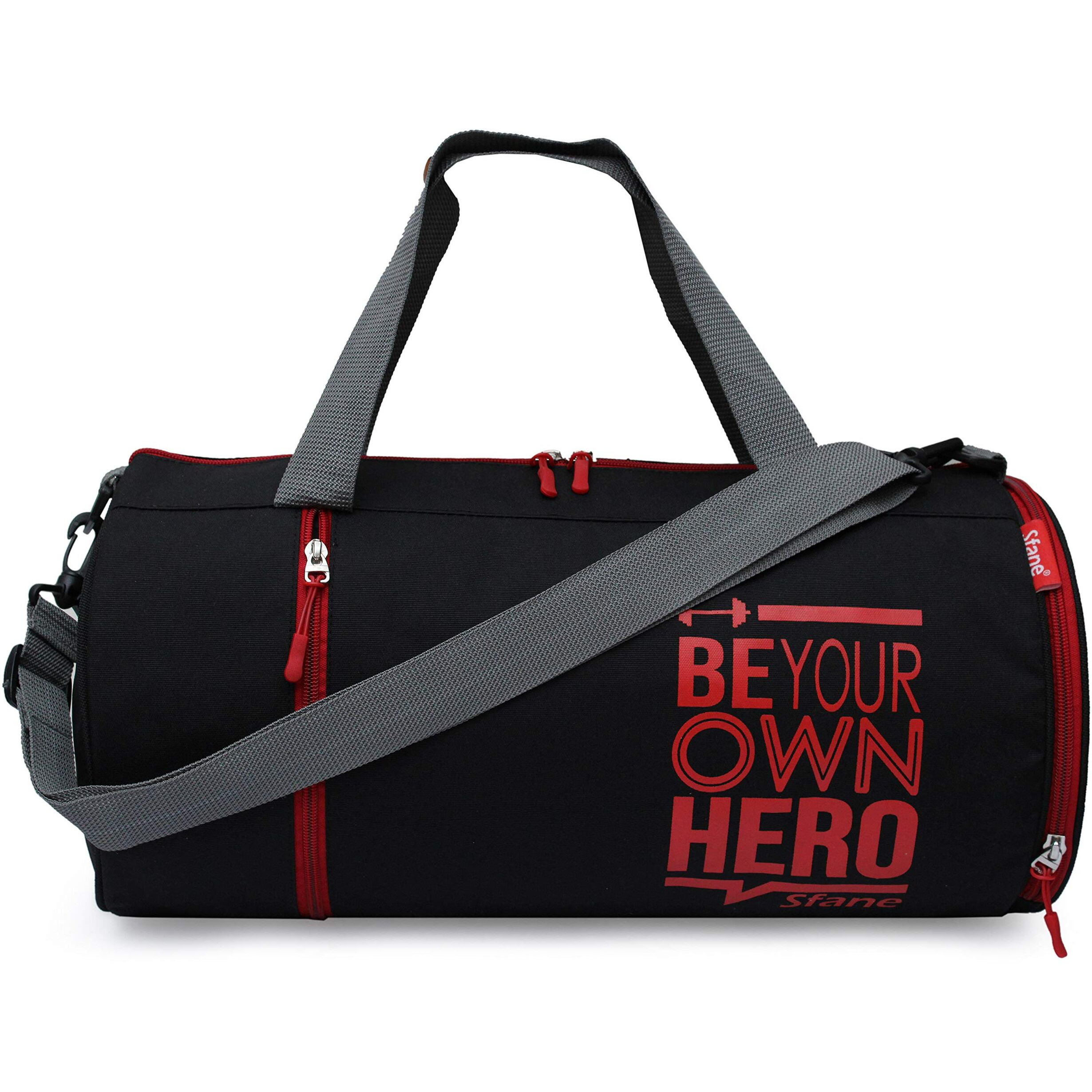 Sfane Gym Bags for Men with Separate Shoe Compartment Sports Gym Bag for Women Duffle Bags for Gym, Duffel Bags Sports Bag - Red & Black