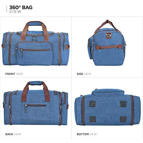 FATMUG Overnight Travel Duffel Weekender Polyester Bag For Men & Women - Large Expandable (Navy Blue 40-47L, Travel Duffle)