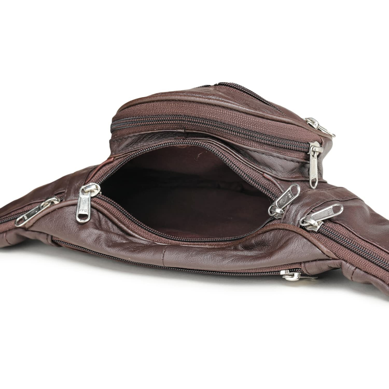 K London Real Leather Brown Waist Bag Fanny Bag Travel Pouch Passport Holder (246_BRN)