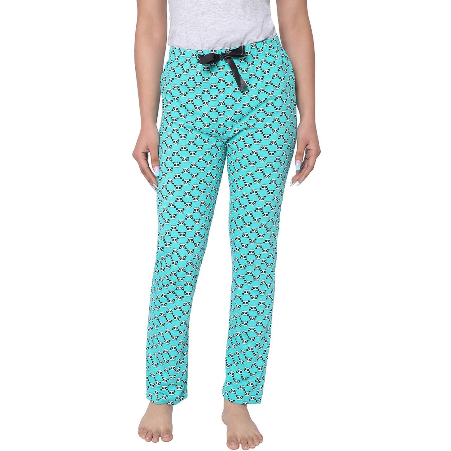 Real Basics Women s Cotton Printed Casual Style Pyjama Pack Of 2(Rb-W-Pj-L-P2-S1(Panda+Sberry) Multicolorl), Pink